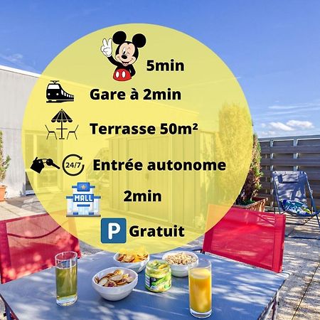 La terrasse Disney/Gare/Centre à 3min parking free Montévrain Exterior foto