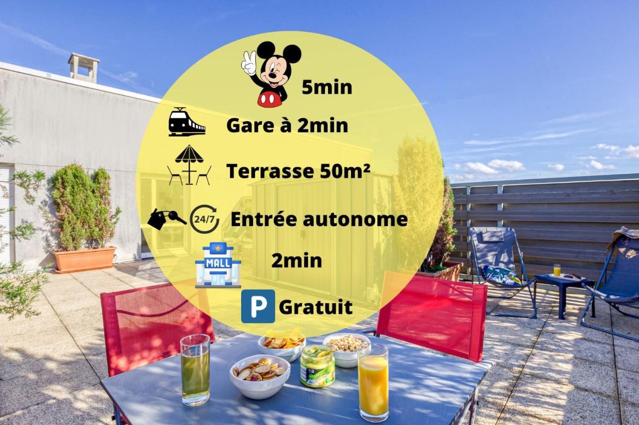 La terrasse Disney/Gare/Centre à 3min parking free Montévrain Exterior foto